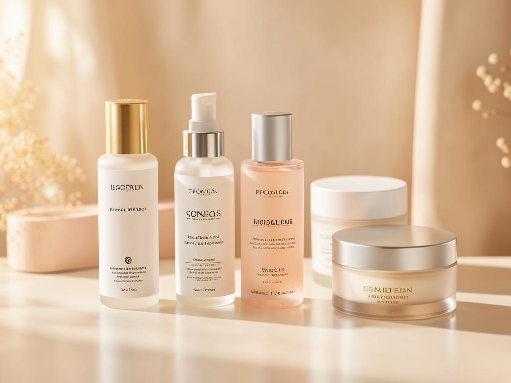 Skincare bottles and cosmetic jars